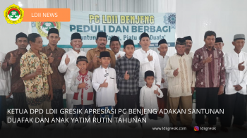 Ketua DPD LDII Gresik Apresiasi PC Benjeng Adakan Santunan Duafak dan Anak Yatim Rutin Tahunan